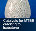 Catalysts for MTBE cracking to isobutene
